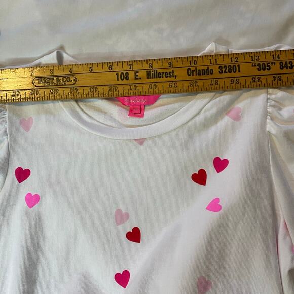 Lilly Pulitzer Womens Jansen Lots‎ of Love Heart Long Puff Sleeve Sweatshirt - Picture 8 of 8